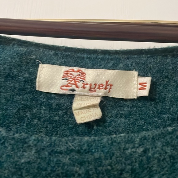 Aryeh Teal and Yellow Long Sleeve Dress Size M - Picture 3 of 5